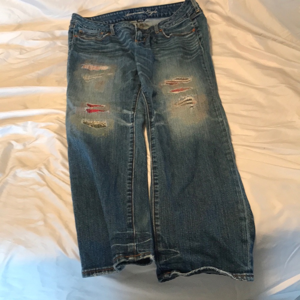 Distressed patchwork jeans from American Eagle!